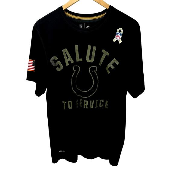Indianapolis Colts T-Shirt Mens Medium SALUTE TO SERVICE Black NFL Nike Dri-Fit - Picture 1 of 7